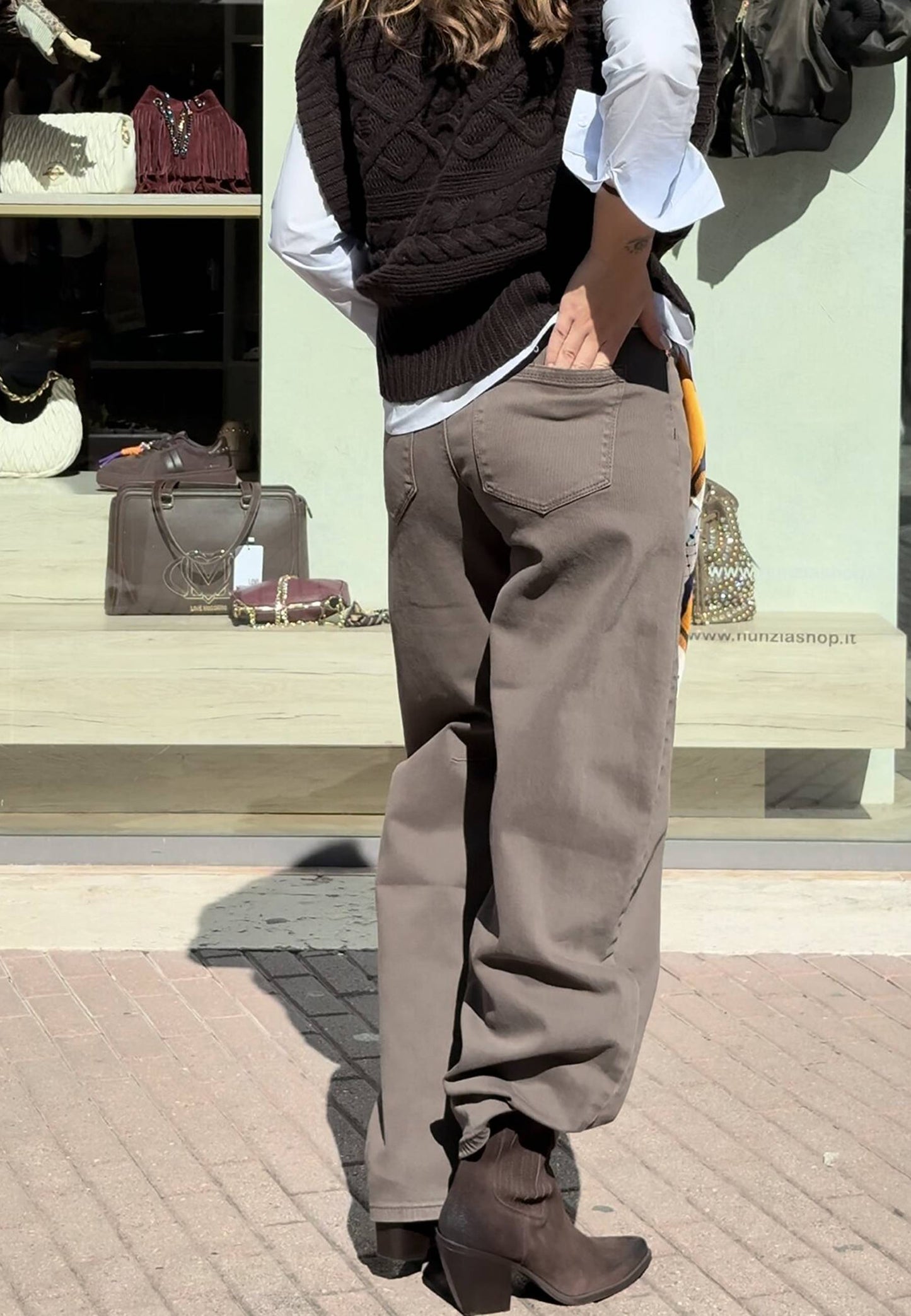 LE STREGHE - Jeans Balloon Taupe