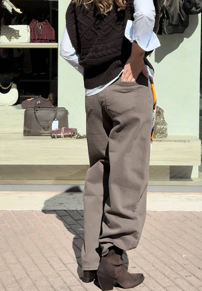 LE STREGHE - Jeans Balloon Taupe