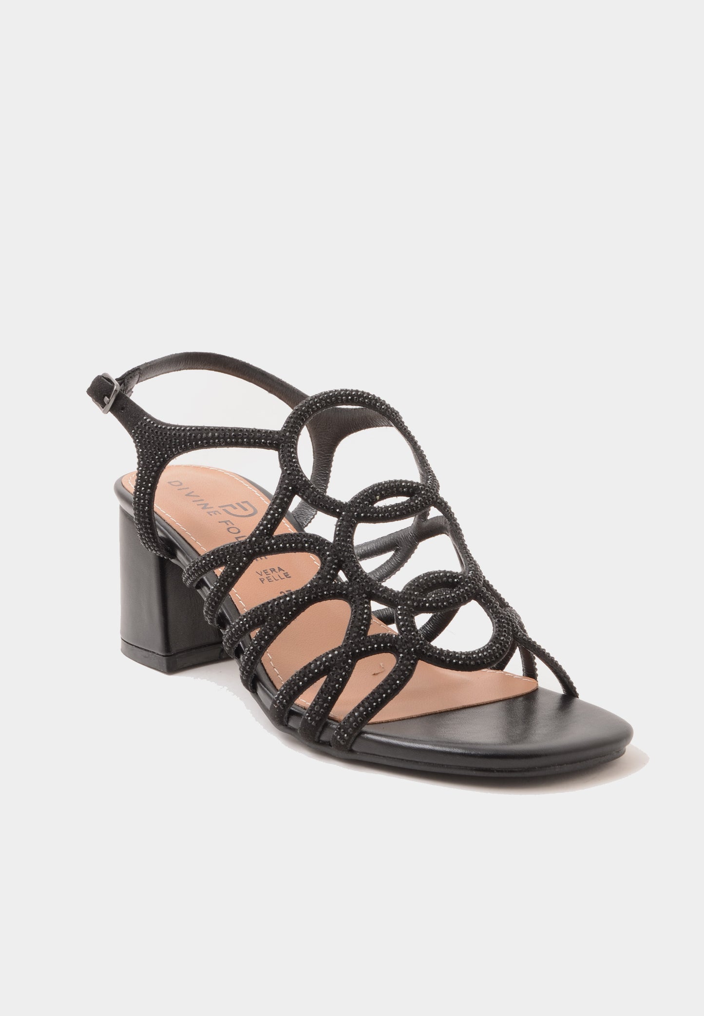 DIVINE FOLLIE - Sandalo Strass Soft Nero