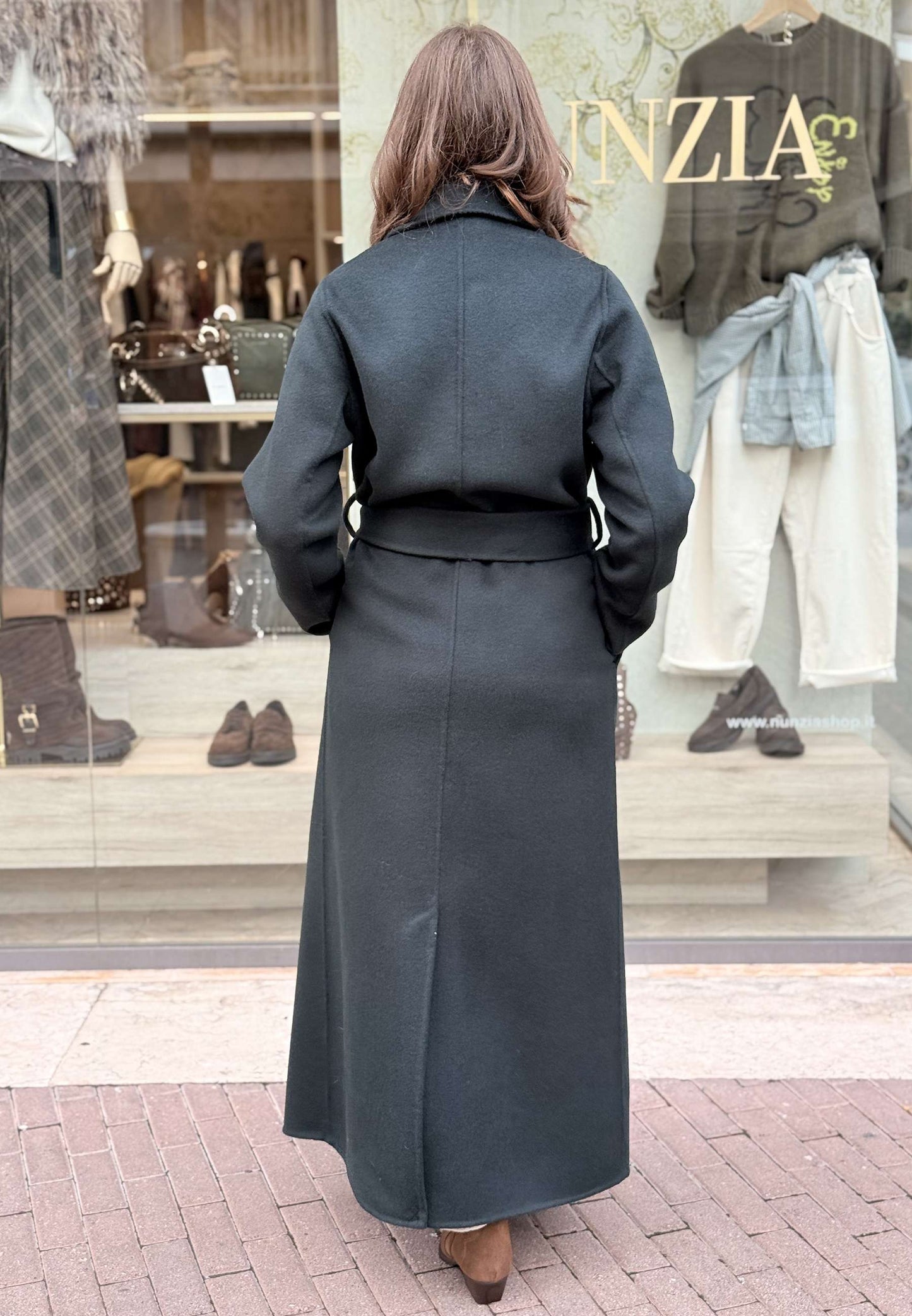 LE STREGHE - Cappotto Lungo In Lana Verde Bosco