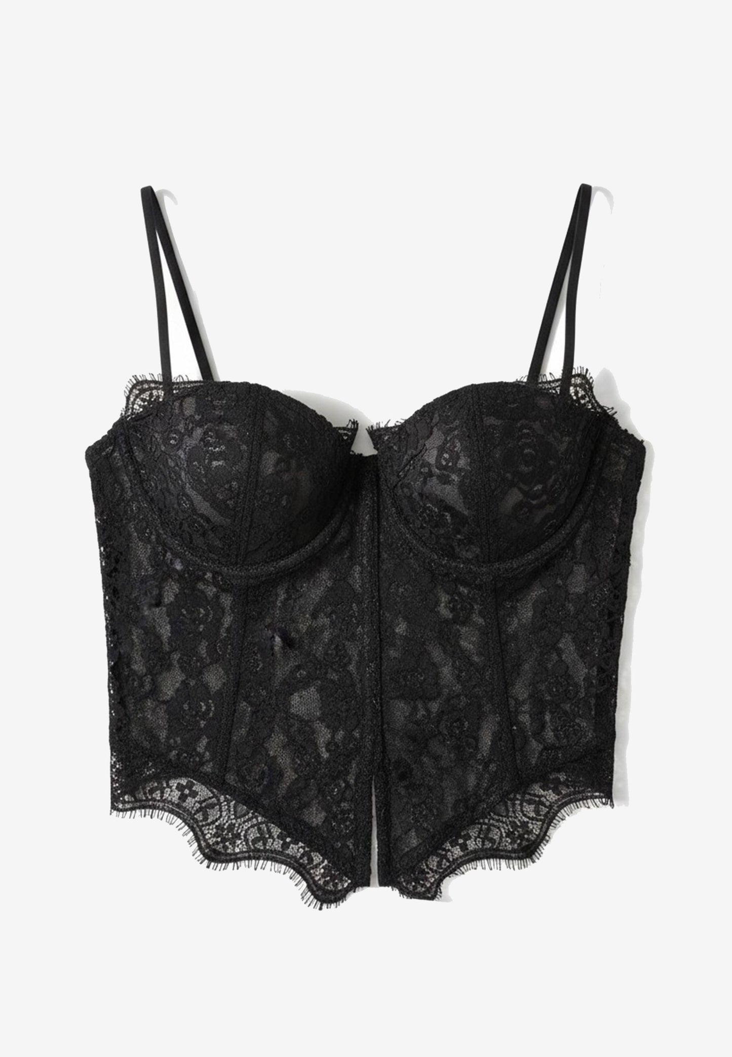 NUNZIA - Corsetto Bustier Pizzo Nero
