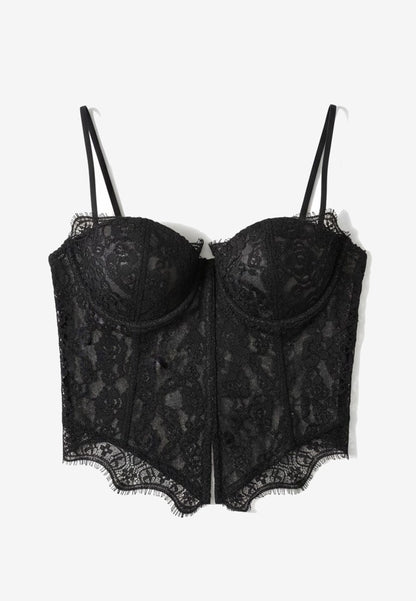 NUNZIA - Corsetto Bustier Pizzo Nero
