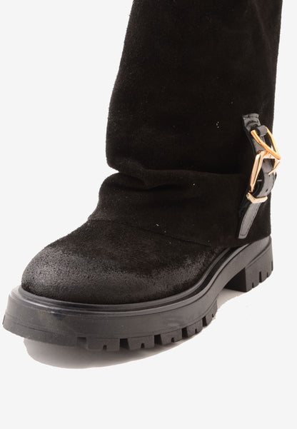 DIVINE FOLLIE - Stivale Risvolto Camoscio Nero