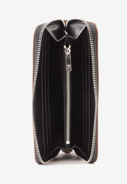 LA CARRIE - Portafoglio Zip Around Dark Nylon Mocha
