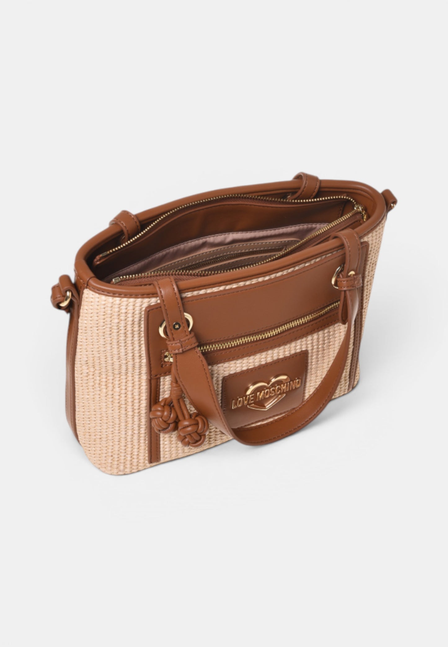 LOVE MOSCHINO - Borsa A Mano In Raffia Cuoio