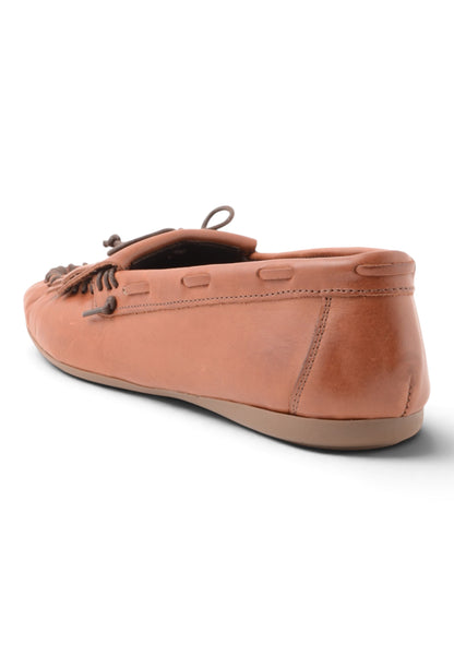 DIVINE FOLLIE - Mocassino Con Frangia e Laccetto Castagno