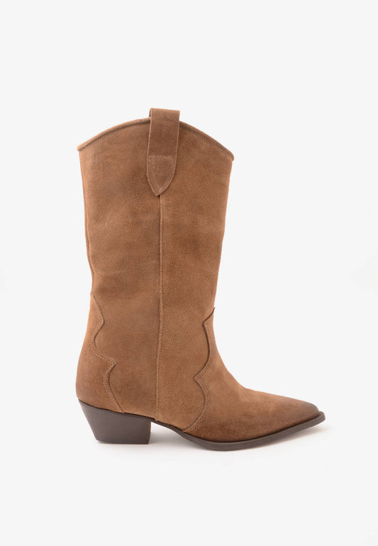 DIVINE FOLLIE - Stivale Texano Camoscio Taupe