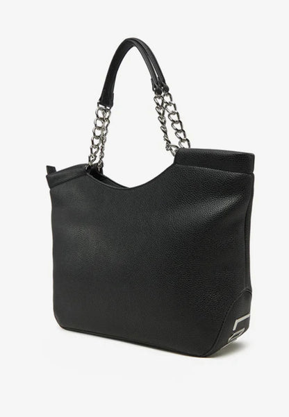 LOVE MOSCHINO - Shopping Bag Lettering Nero Silver