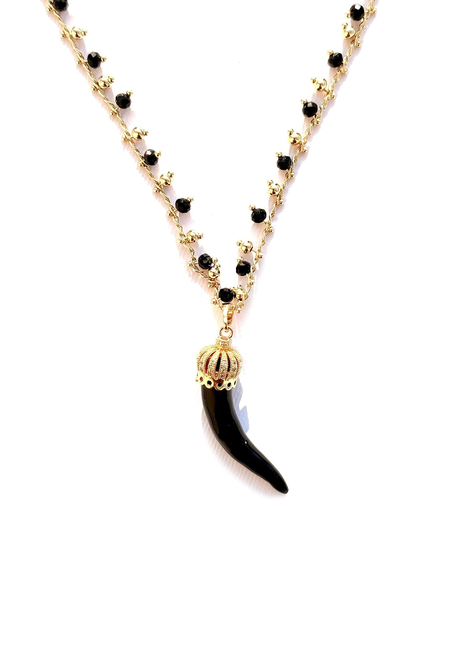 LARA11 - Collana Girocollo Cornetti Nero