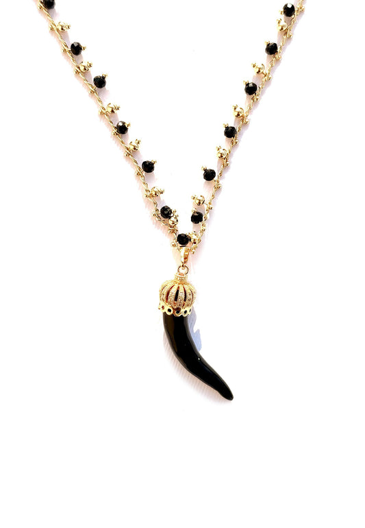 LARA11 - Collana Girocollo Cornetti Nero