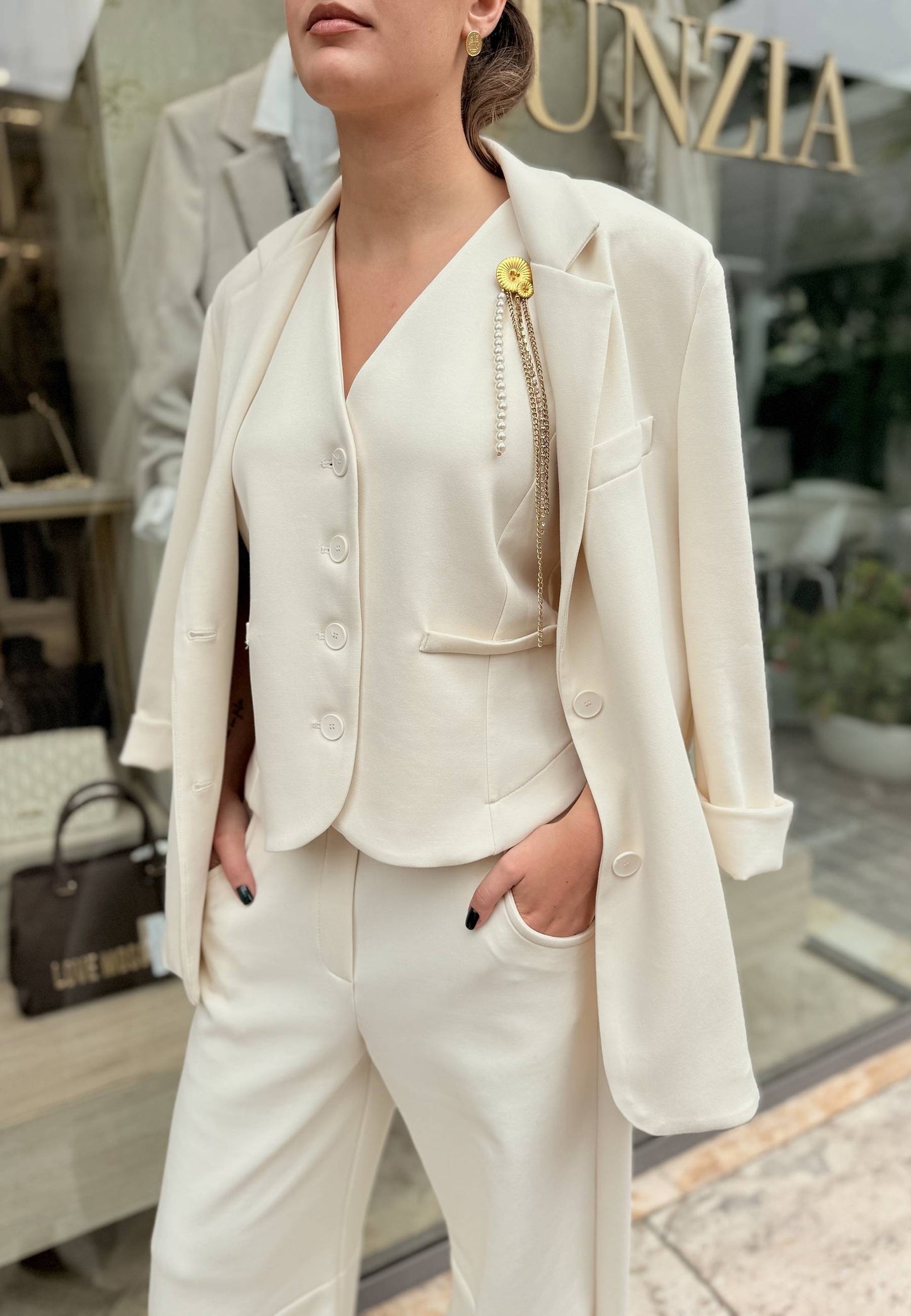 MOTEL - Gilet Charms Neoprene Avorio
