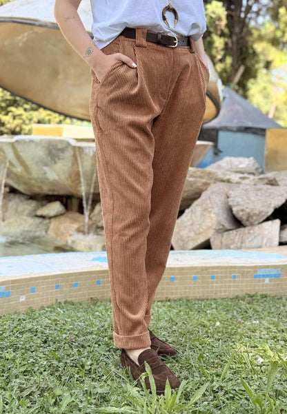 MOTEL - Pantalone Carrot Fit Velluto A Costine Camel