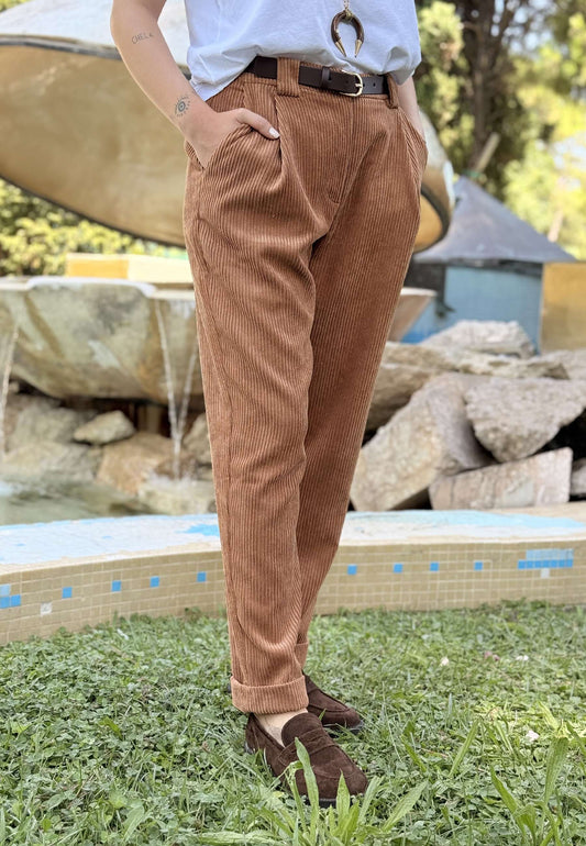 MOTEL - Pantalone Carrot Fit Velluto A Costine Camel