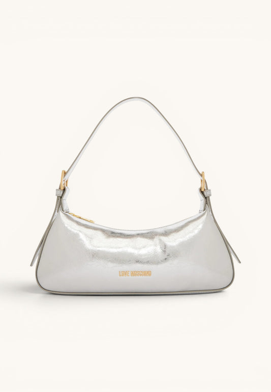 LOVE MOSCHINO - Borsetta A Spalla Logo Brand Argento