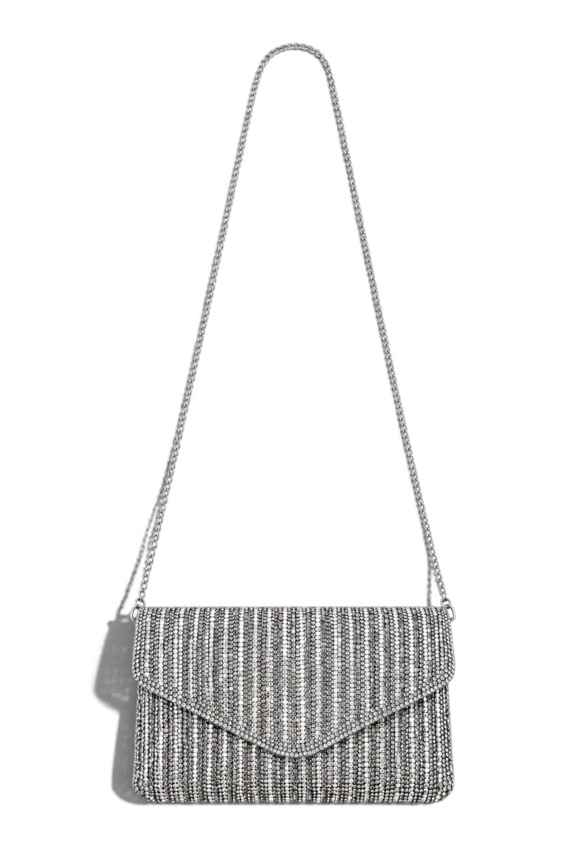 NUNZIA - Borsetta Pochette Strass Argento
