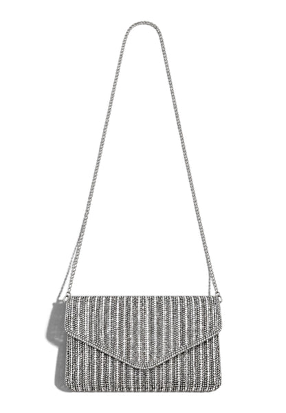 NUNZIA - Borsetta Pochette Strass Argento