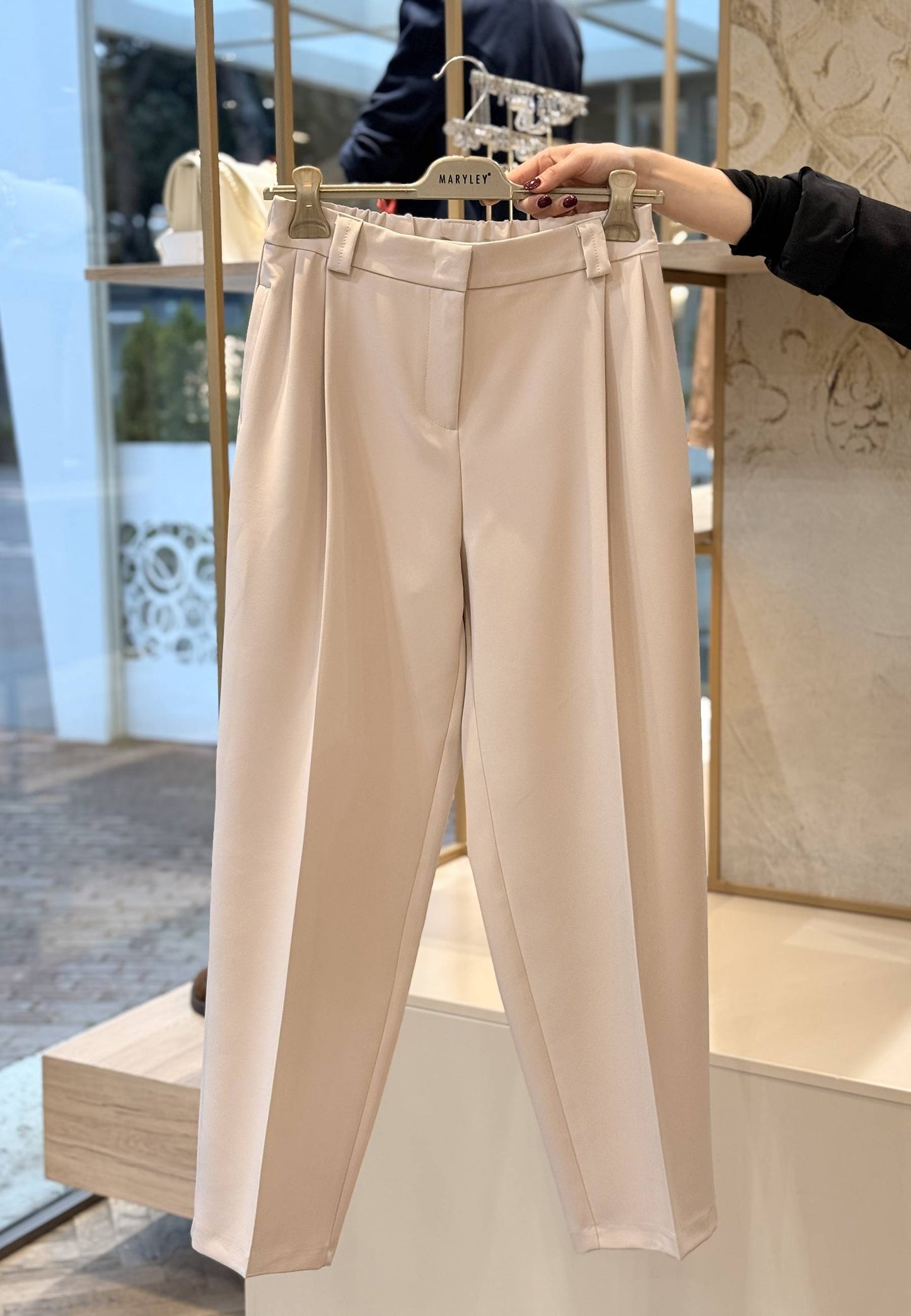 MARYLEY - Pantalone Barrel Fluido Rosa Chiaro