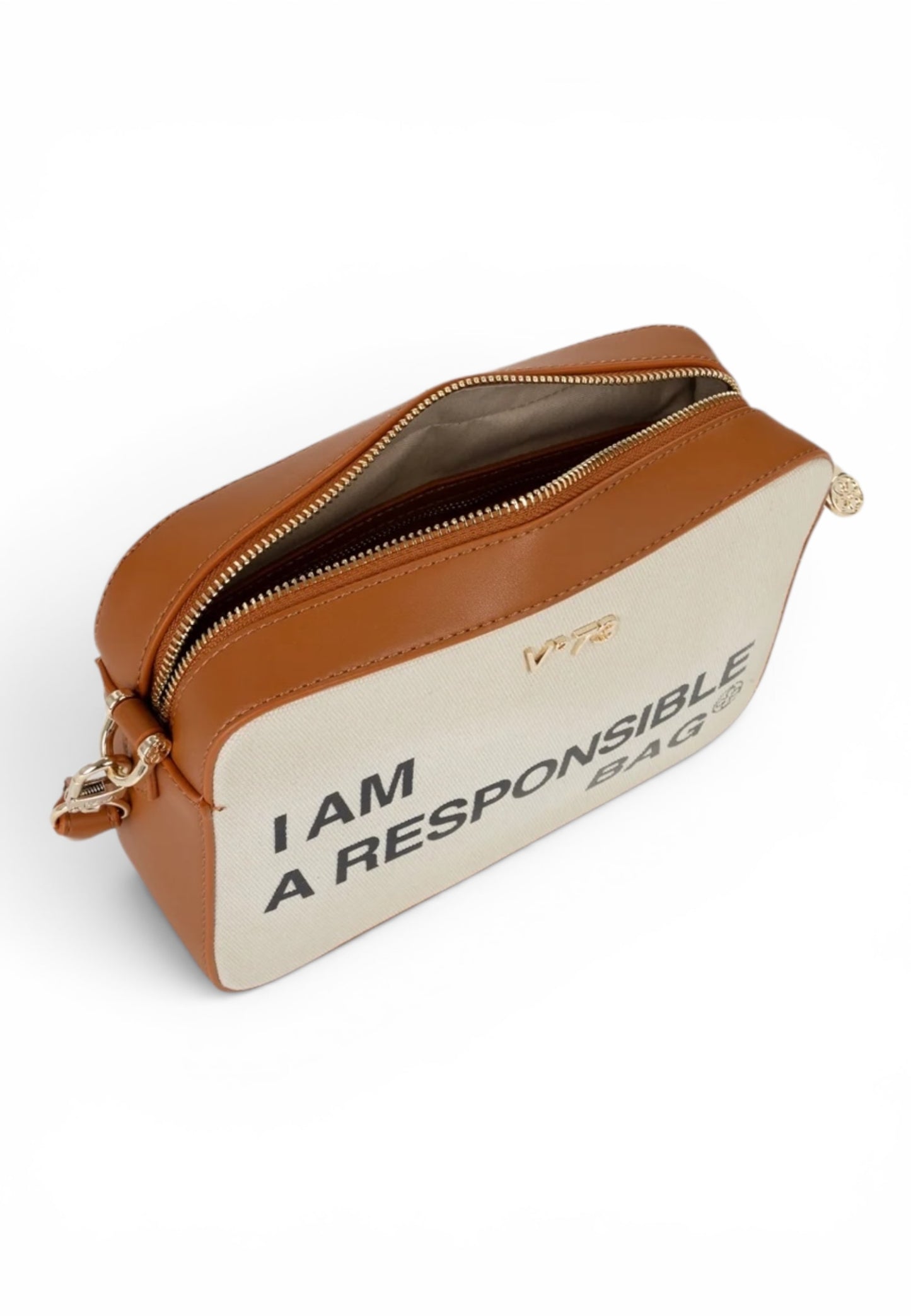 V73 - Borsa A Tracolla Responsible Off White/Cuoio