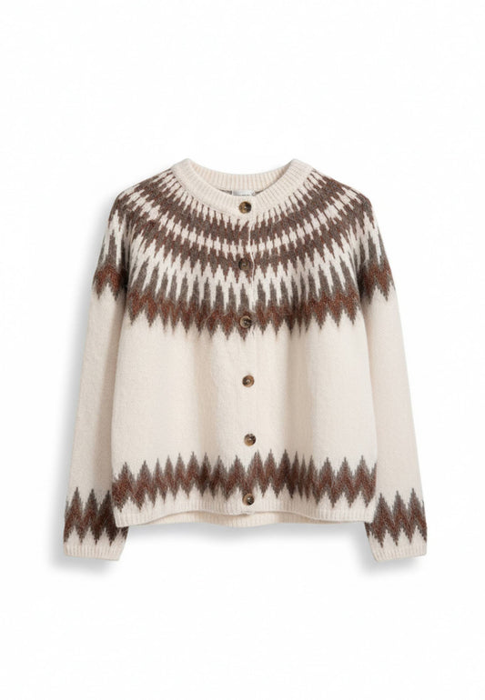 MOTEL - Cardigan Norvegese Ecrù