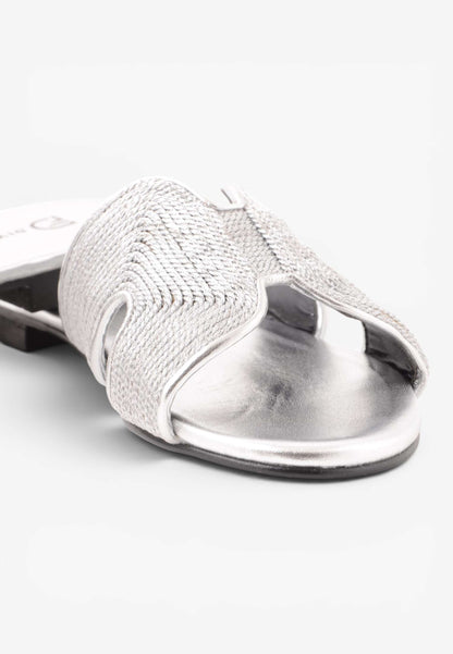 DIVINE FOLLIE - DIVINE FOLLIE - Ciabattina Bassa Flat con Fascia Sagomata a "H" Argento