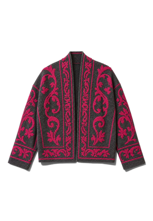 MOTEL - Cardigan Damascato Grigio