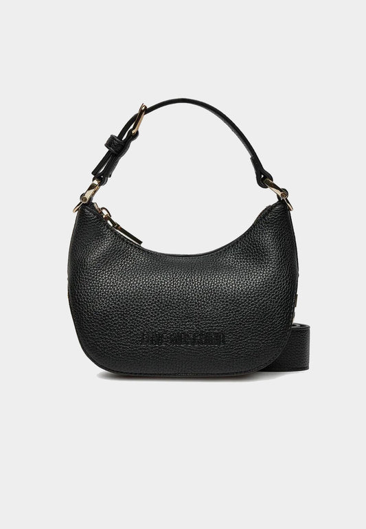 LOVE MOSCHINO - Black and Gold Lettering Hobo Bag