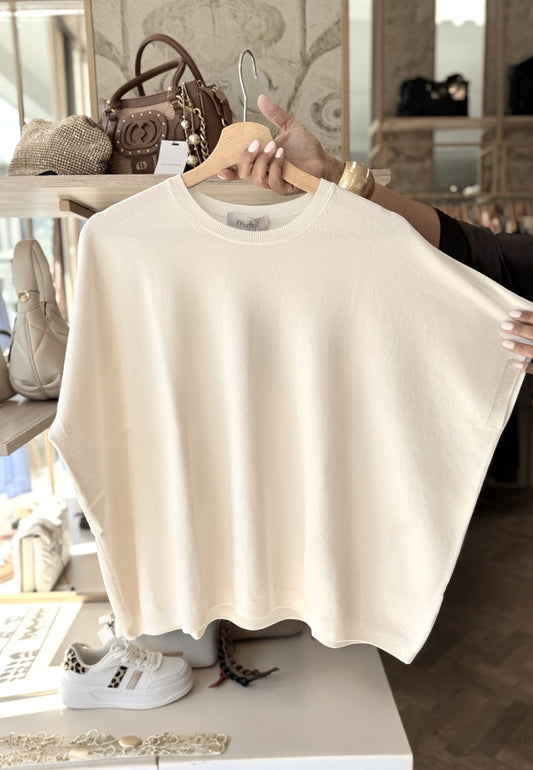 MOTEL - Gilet Over In Maglia Crema