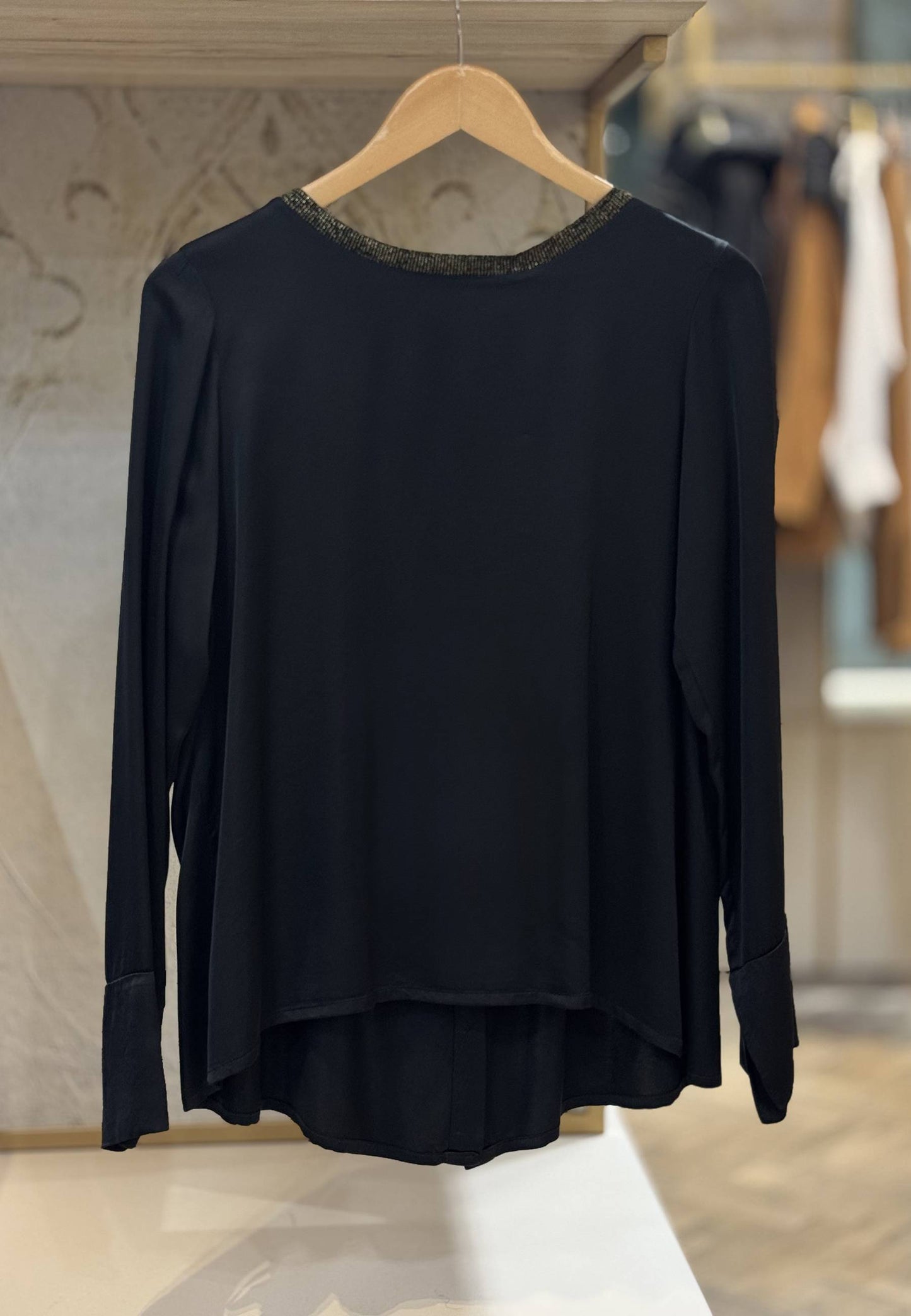 MOTEL - Blusa In Viscosa Manica Lunga Nero