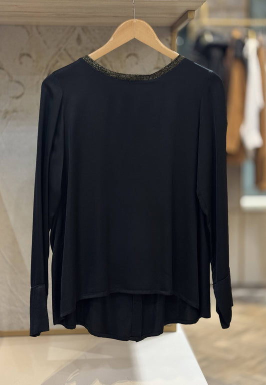MOTEL - Blusa In Viscosa Manica Lunga Nero