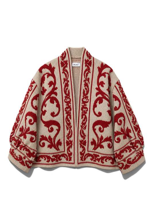 MOTEL - Cardigan Damascato Cammello
