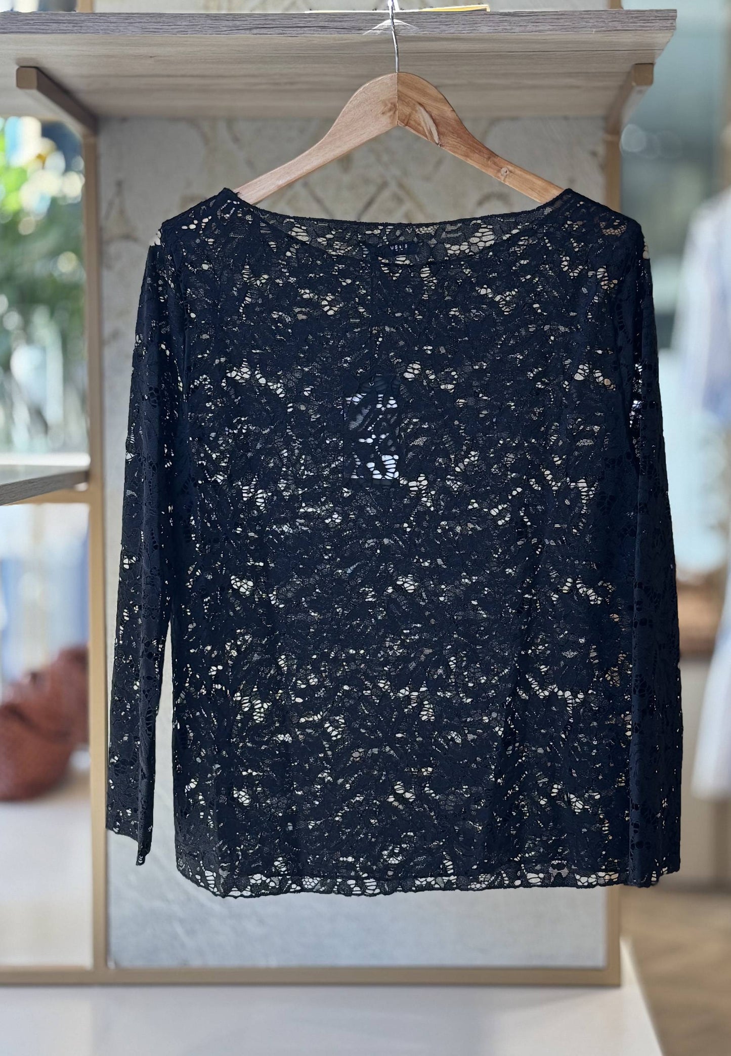 SUSY STAR CURVY - Maglia In Pizzo Nero