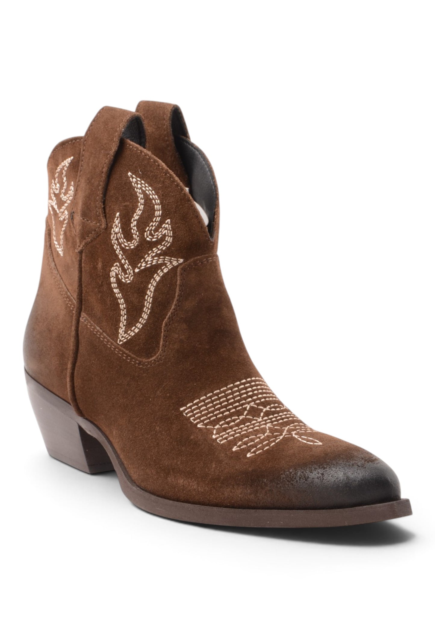 DIVINE FOLLIE - Stivaletto Texano Con Ricami Moka