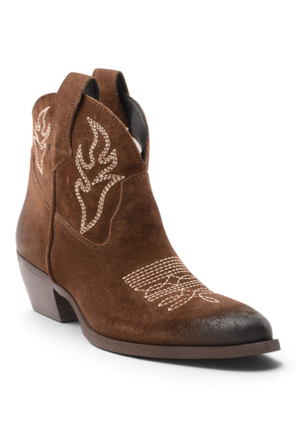 DIVINE FOLLIE - Stivaletto Texano Con Ricami Moka