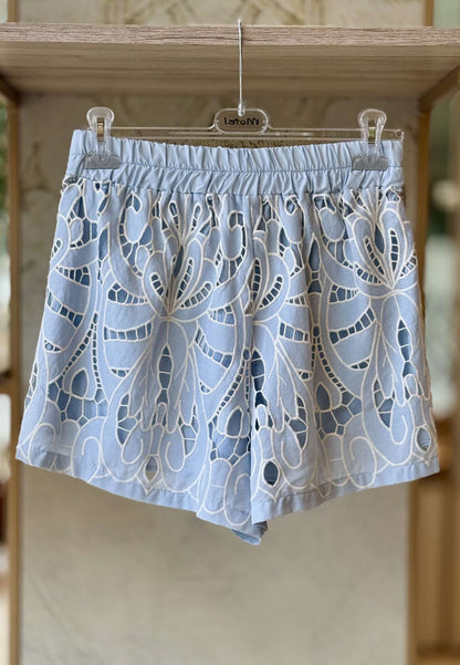 MOTEL - Pantalone Short In San Gallo Celeste