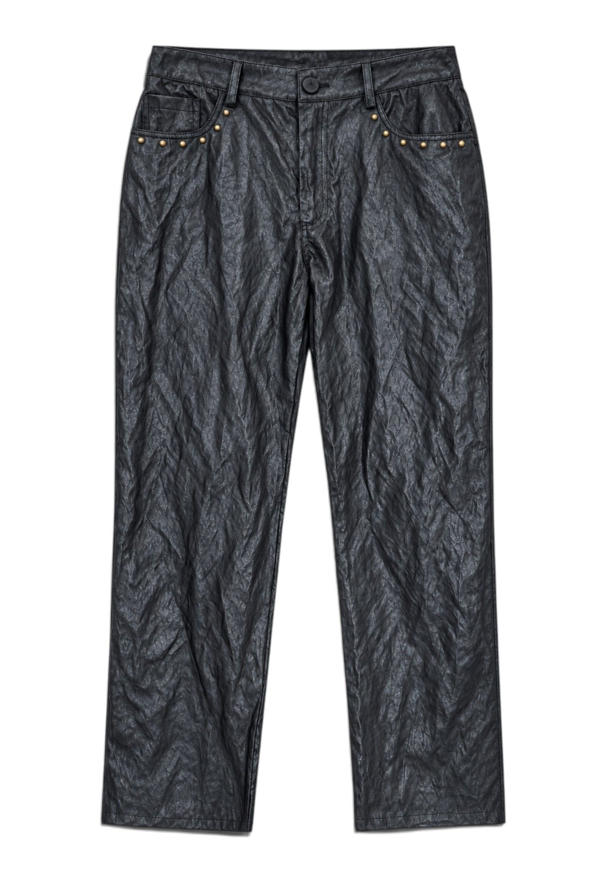 MOTEL - Pantalone Ecopelle Con Borchia Nero