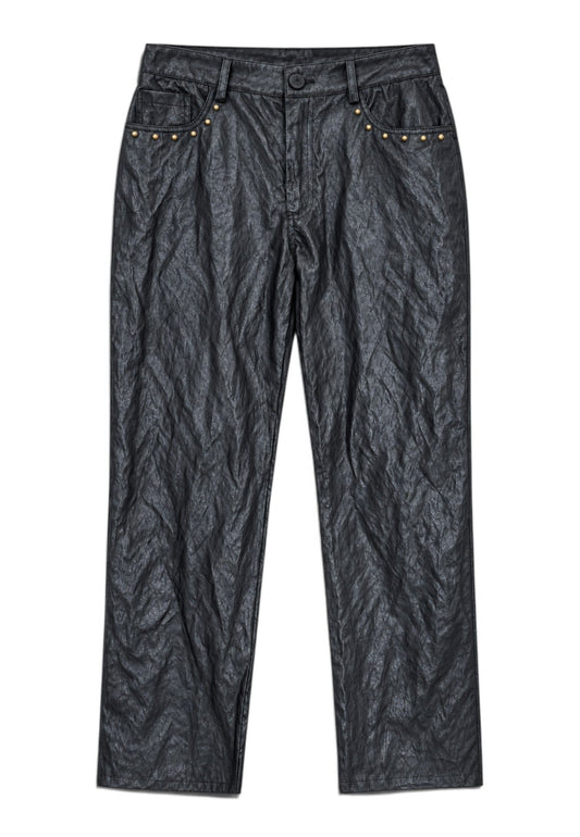 MOTEL - Pantalone Ecopelle Con Borchia Nero