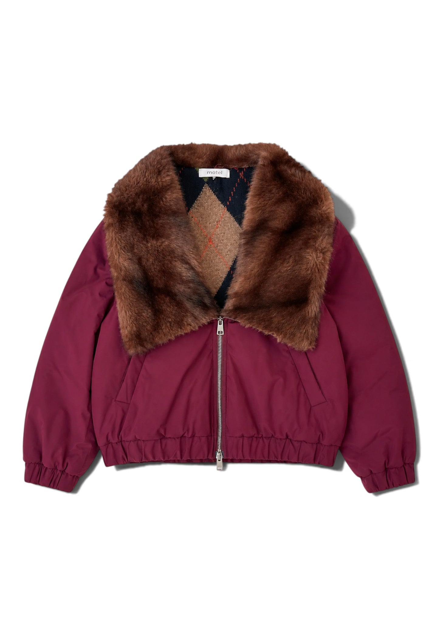 MOTEL - Bomber Collo Pelliccia Bordeaux