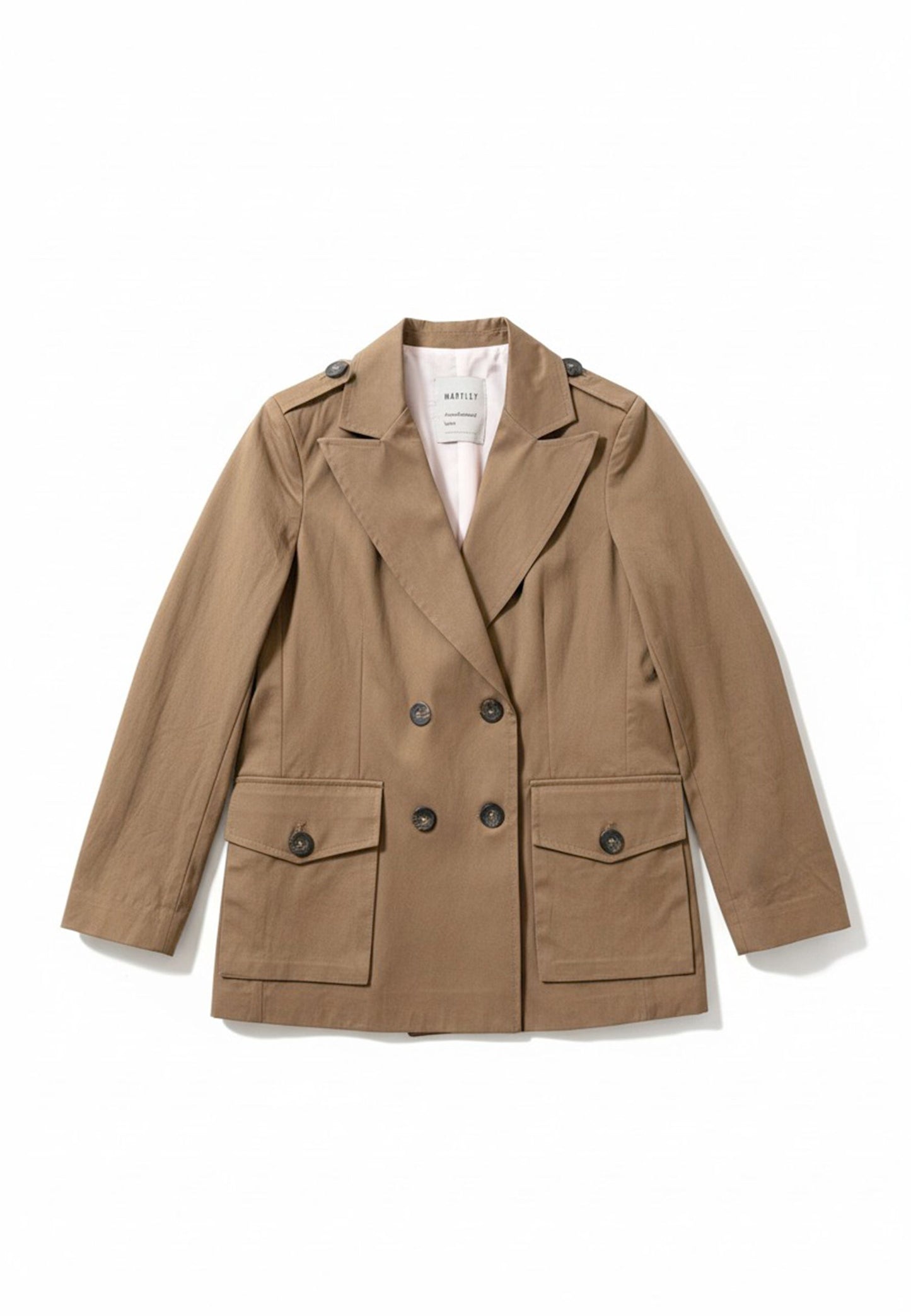 MARYLEY - Blazer Doppiopetto Con Mostrine Kaki