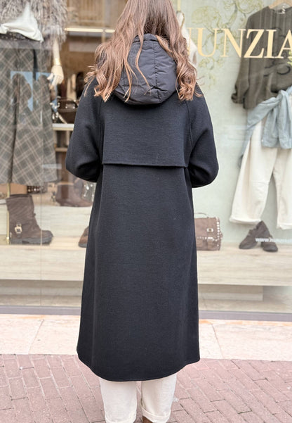 MARYLEY - Cappotto Con Cappuccio In Piumino Nero