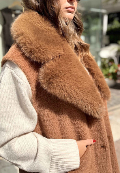 ALEX & MAX - Gilet Ecopelliccia Reverse Cammello