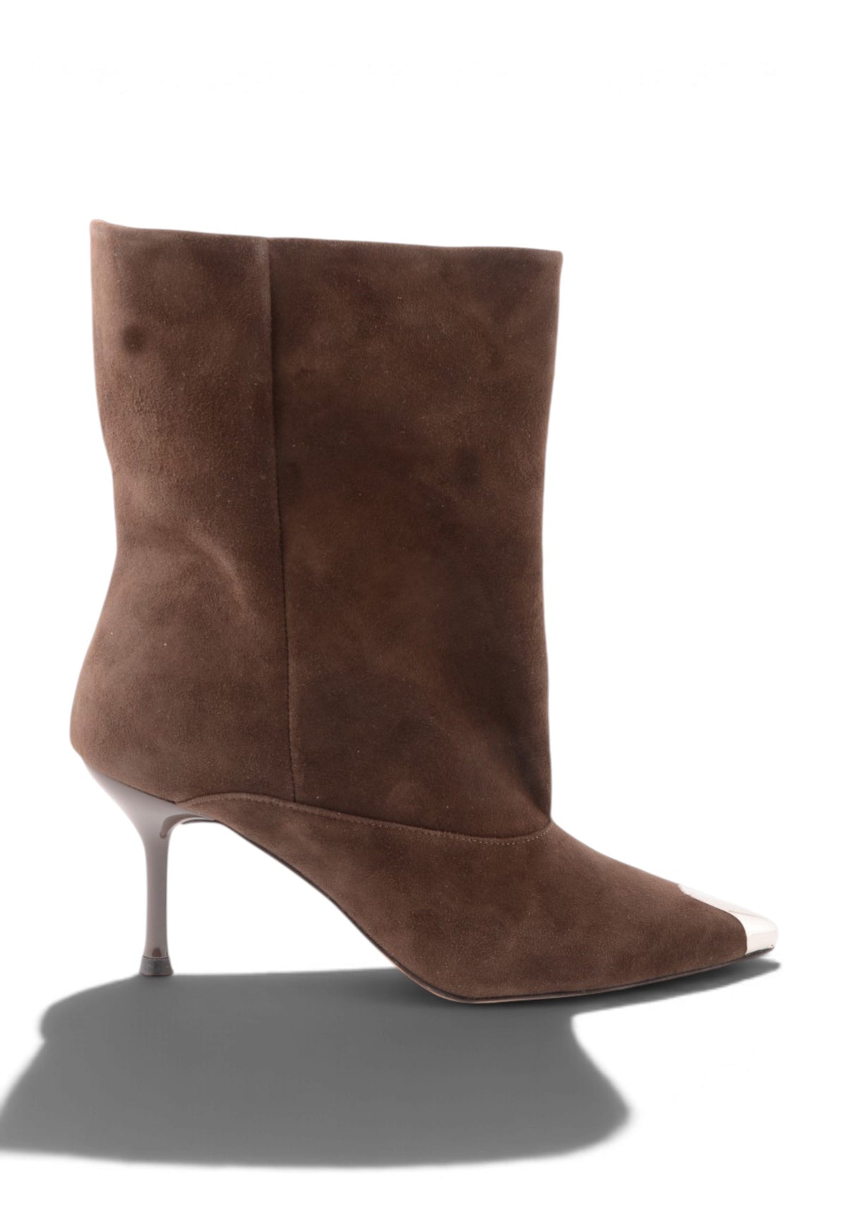 DIVINE FOLLIE - Stivaletto Camoscio Con Punta Metallica Moro