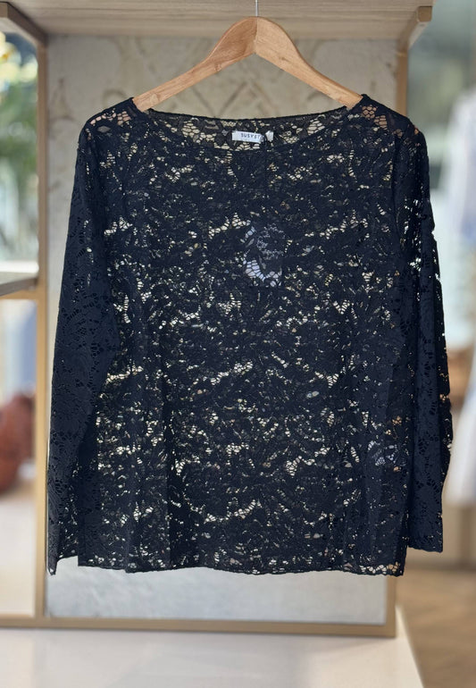 SUSY STAR CURVY - Maglia In Pizzo Nero