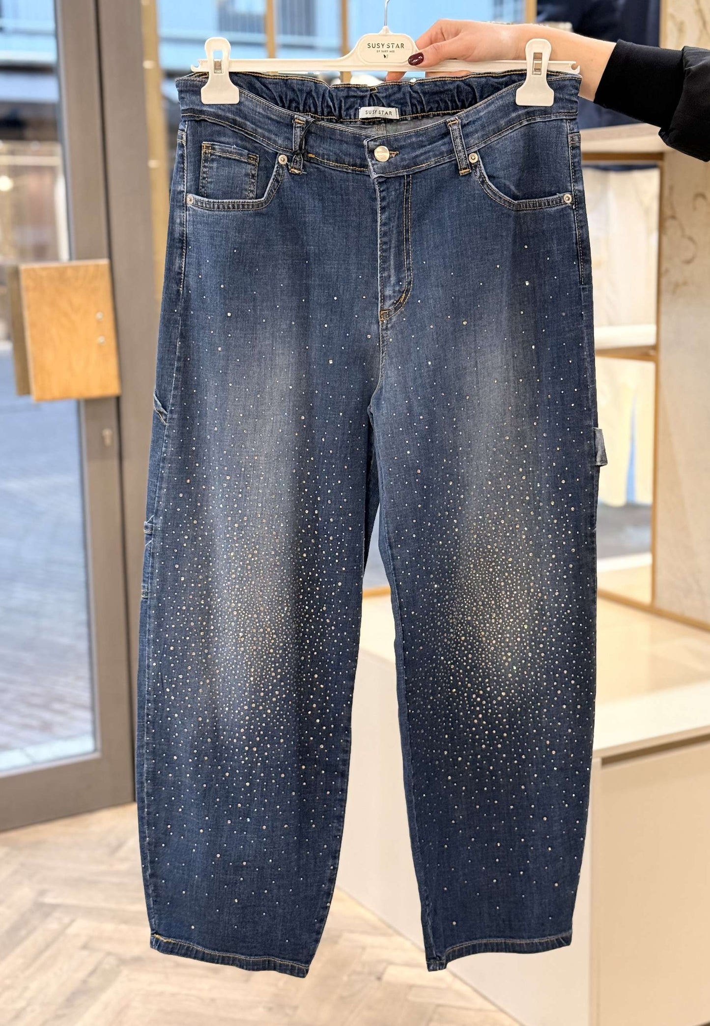 SUSY STAR CURVY - Jeans Barrel Strass Denim