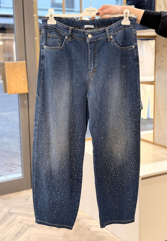 SUSY STAR CURVY - Jeans Barrel Strass Denim