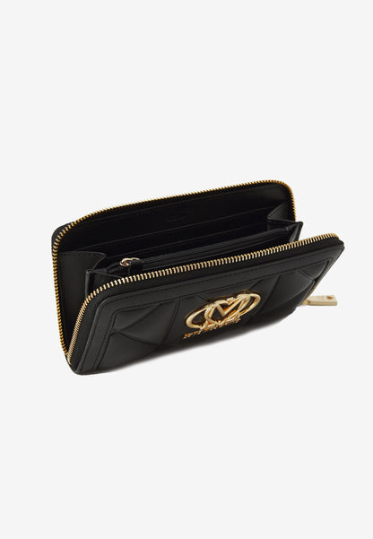 LOVE MOSCHINO - Portafoglio Zip Around Embossed Nero