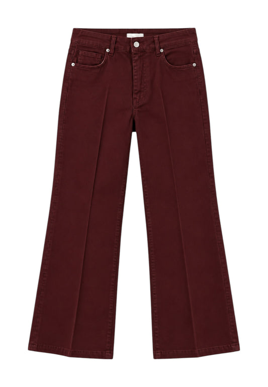 MOTEL - Jeans Wide Leg Vita Alta Bordeaux