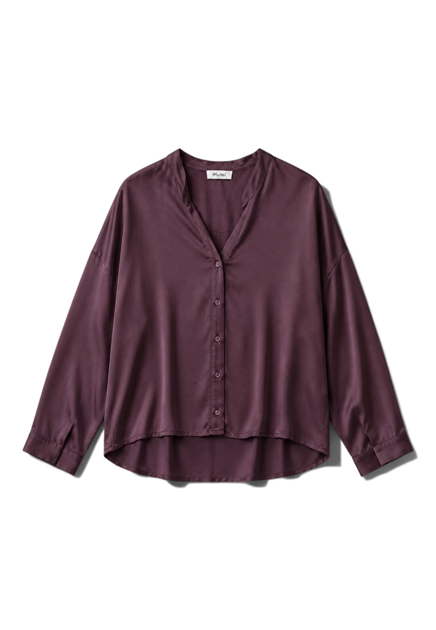 MOTEL - Camicia Viscosa Collo Coreana Brunello