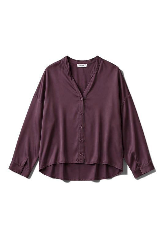 MOTEL - Camicia Viscosa Collo Coreana Brunello