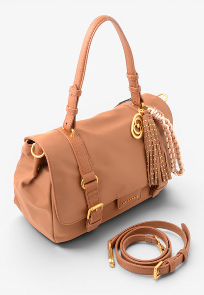 LA CARRIE - Shopping Bag DARK NYLON Cuoio