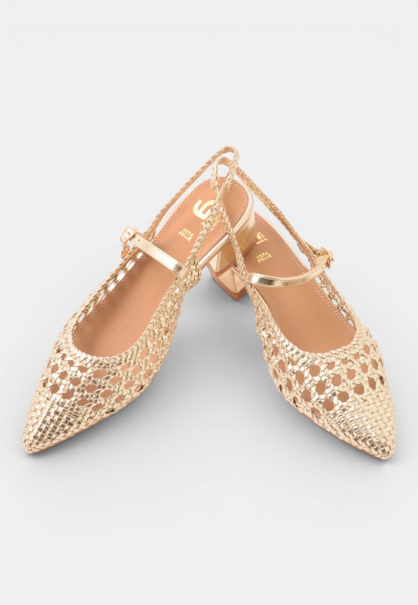 GOLD&GOLD - Slingback Con Tacco Traforata Oro